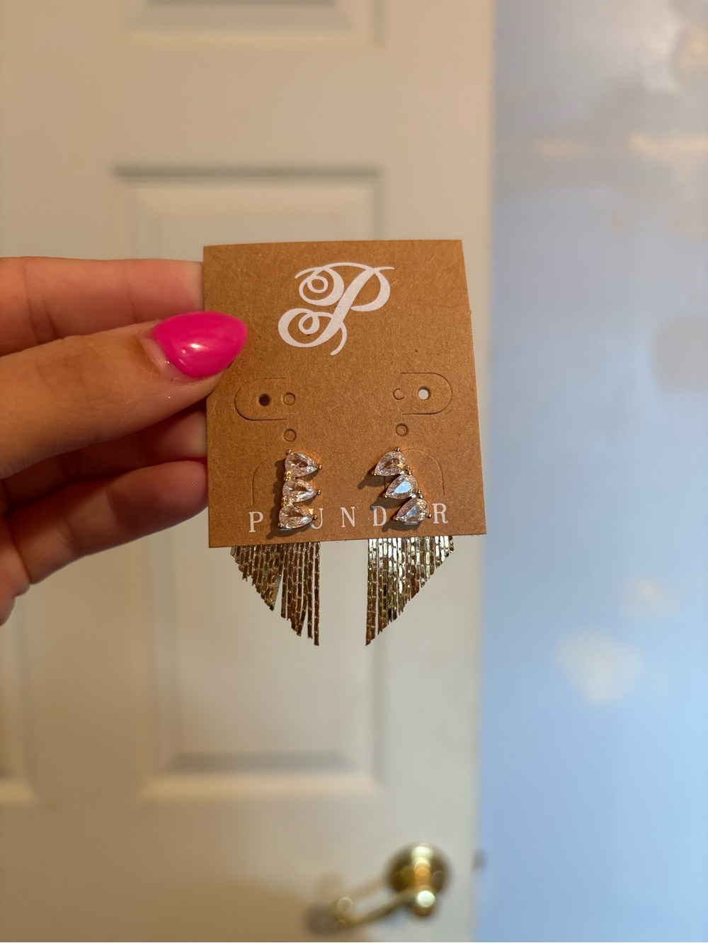 Plunder 3 Crystal Stud & Gold Dangly Earrings New